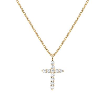 Srebrny Naszyjnik Choker z Diamentowym Krzyżem S925 - Wodoodporny, Styl Hip Hopowy z Ameryki