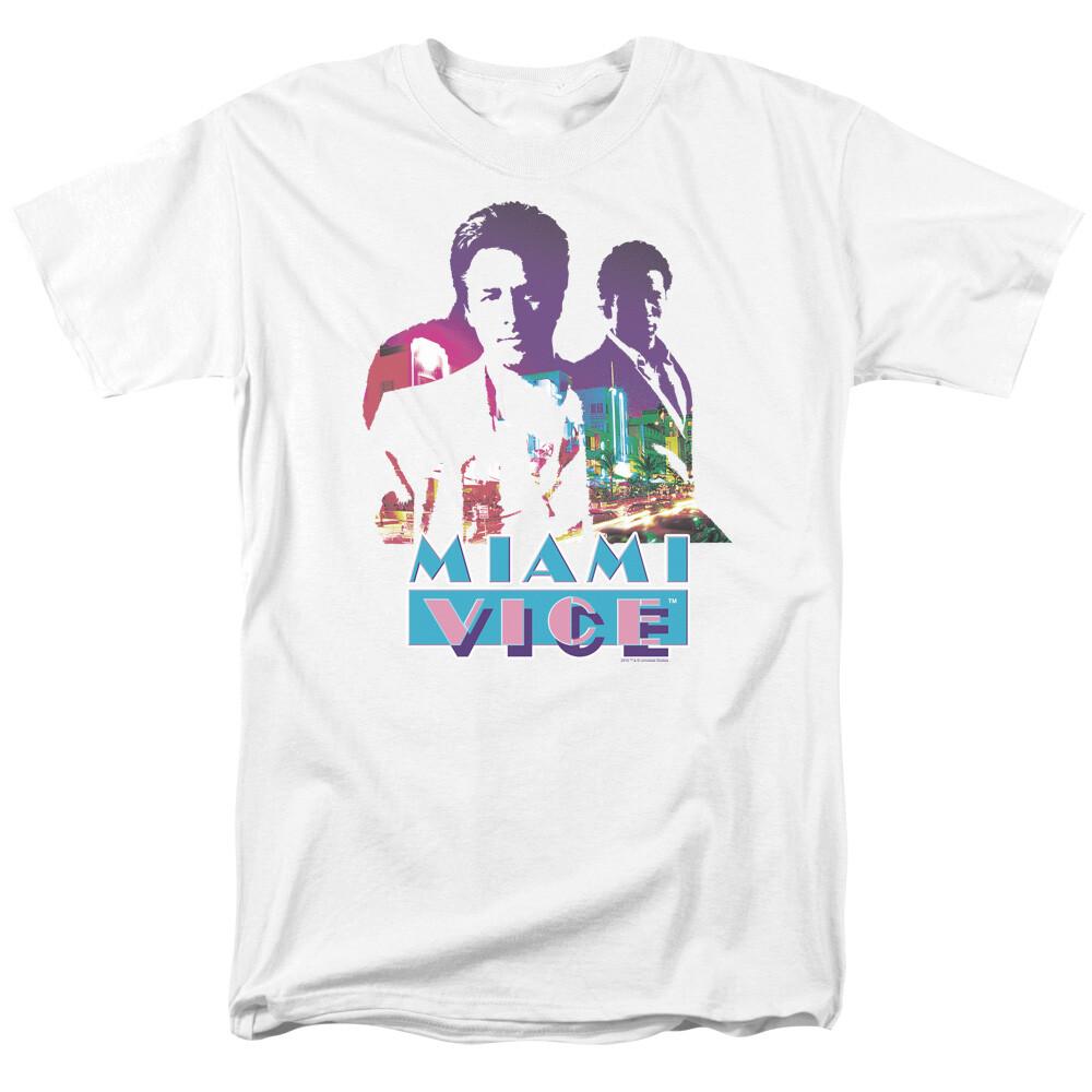 Miami Vice Crockett and Tubbs T Shirt Mens Licensed Classic TV Show White XXXXL