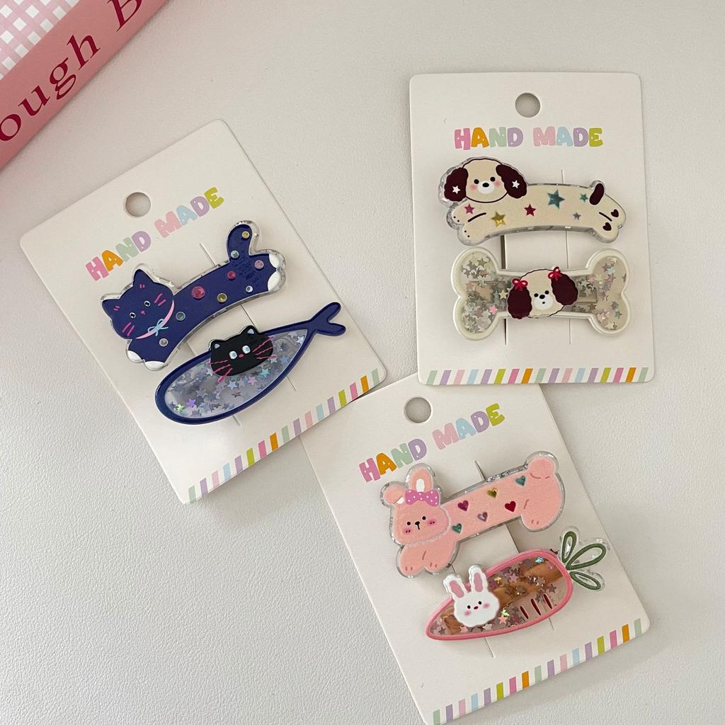 2pcs Cute Cartoon Creative Dog Bone Hair Clip a Pair of Clips Headband Bangs Clip for Women Forehead Side Clip