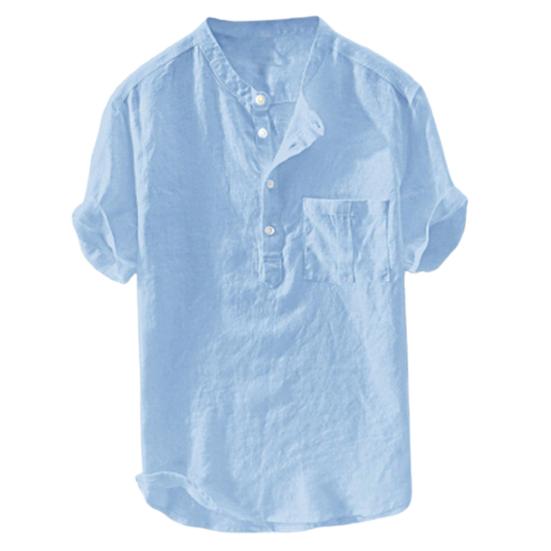 

T-shirt Self-cultivation Skin-friendly Cotton Blend Slim-fit Chambray Shirt for Vacation XL
