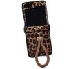 Strakke Leren Hoes met Luipaardprint en Lanyard voor Samsung Z Flip7 en Flip6