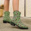 European and American large size square and short Martin boots women's Christmas elements side zipper flat bottom fashion boots women