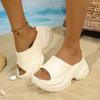 Fashion New Women's Slippers 2025 Summer Solid Round Toe Platform Beach Slippers Light Sandals Outdoor Casual Slippers Women