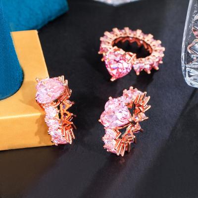 Design Herz Ring Voll Mit Zirkon Liebesring Kupfer Gold Beschichtet Schmuck Hip Hop