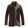 Autumn and winter men's stand-up collar fleece thickened pu leather jacket large size casual medium and long leather jacket