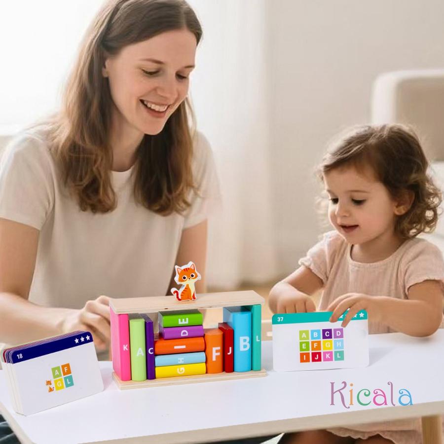 Kitten Alphabet Building Blocks Toy Set - Early Learning Of Letters And Spatial Skills For Toddlers Christmas Gift