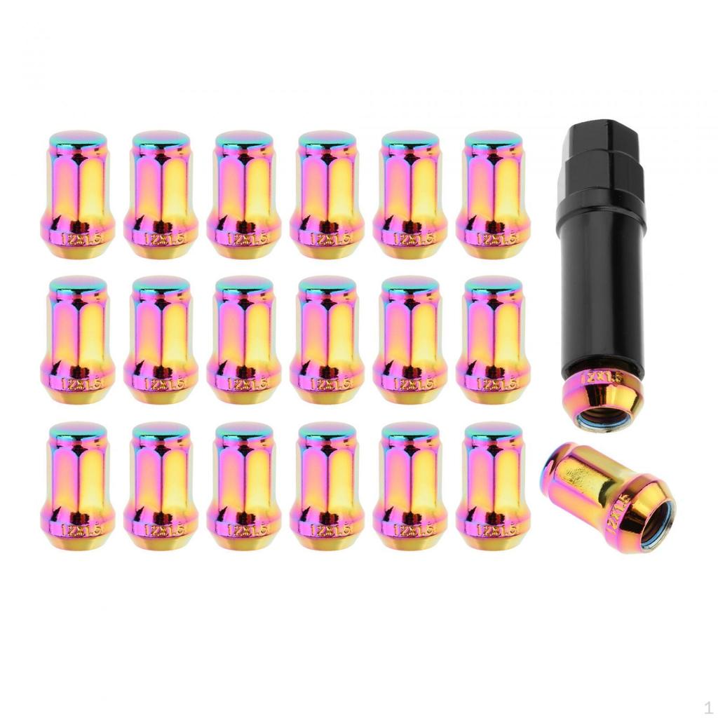 20 Pieces M12 Wheel Lug Nuts with Socket Open End Spare Parts Accessory Replacement