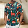 Men's Quick-Dry Neck Short Sleeve T-Shirt with Christmas Print