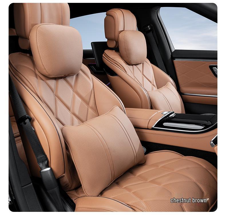 Premium Maybach S-Class Headrest & Breathable Lumbar Support Cushion