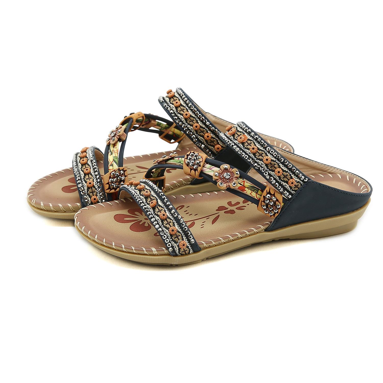 

Fashion 2025 new Summer Plus Size easy matching Wedge Shoes Women Simple comfortable Beach slippers Women Retro casual Sandals Shoes 43 синий