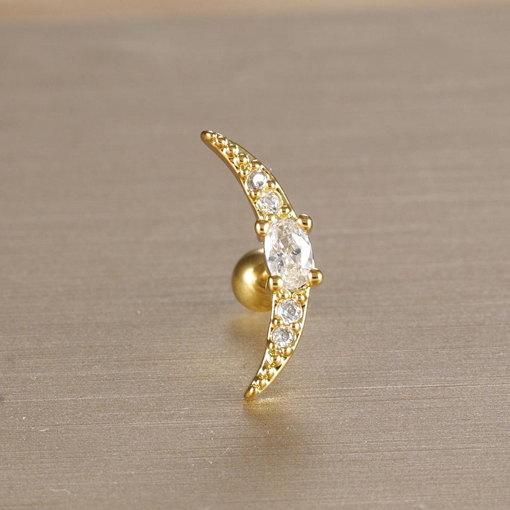 

1 шт. Серьги-пусеты из нержавеющей стали 316L геометрической формы для женщин, модные серьги-пирсинги для мочки, дейта, хеликса, хряща, со звездой, луной, цирконом