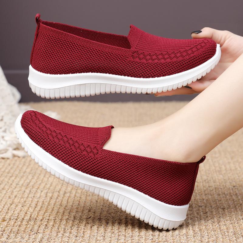 Women Loafers Flat Shoes Comfortable Knitted Cotton Slip-ons Luxury Shoes Women Ballet Shoes Women Shoes Senior Shoe Fashionable