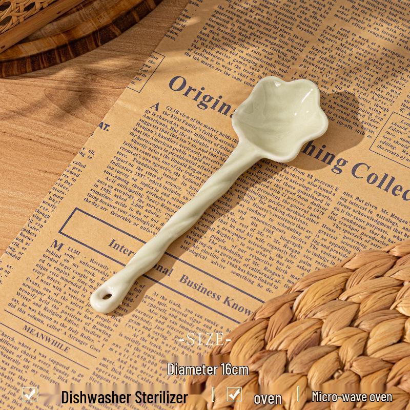 Ceramic Star Flower Heart Dessert Spoon - Cute Girly Design for Soup and Cream