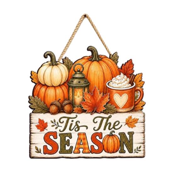 Front Door Welcome Sign Fall Wooden Hanging Sign, Autumn Scarecrow & Pumpkin Maple Leaf Entryway Ornament Hanger, Harvest Thanksgiving Decor,
