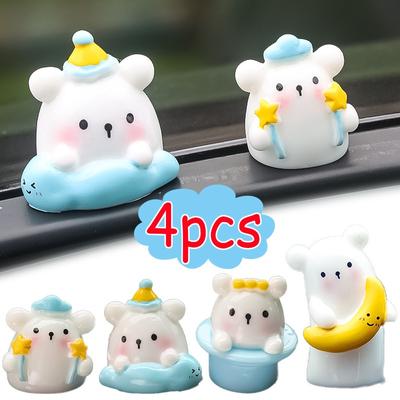 New Cute Bear Car Resin Ornaments Cartoon Mini Animal Doll Auto Dashboard Centre Console Decorative Accessories Creative Gifts