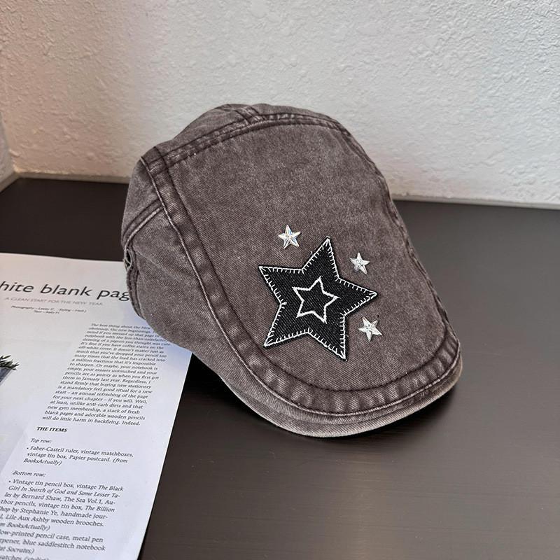 

Vintage Star Wash Cotton Cap With Sunshade For Streetwear And Casual Style коричневий