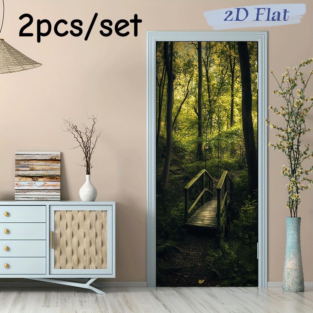 

2pcs of this forest themed decorative wall sticker uses high-definition printing technology to present the natural scenery of de (as the picture,38.5x200cmx2)