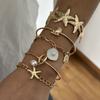 Vintage Reiskörner Stapelbare Armbänder Set für Damen Sommer Seestern Muschel Elastische Armbänder Charms Urlaub Reise Party Schmuck