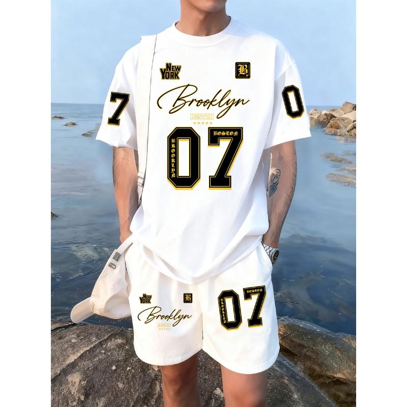 Летний новый мужской костюм 2026 года - Уличный повседневный модный удобный мягкий дышащий легкий 3D цифровая печать узора XS