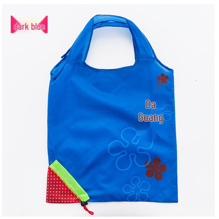 

Portable Foldable Strawberry Polyester Tote with Logo Print темно-синього кольору