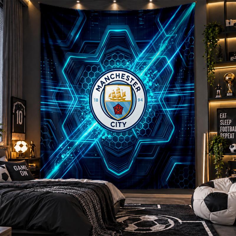 Wall Hanging Tapestry Manchester City Print Cloth for Living Room Bedroom Home Decor