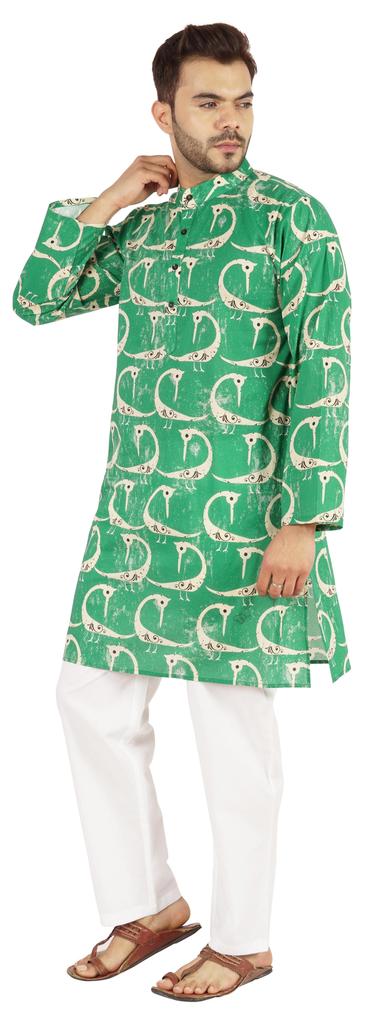 Atasi Indian Designer Kurta for Men Printed Long Sleeves Summer Ethnic Long