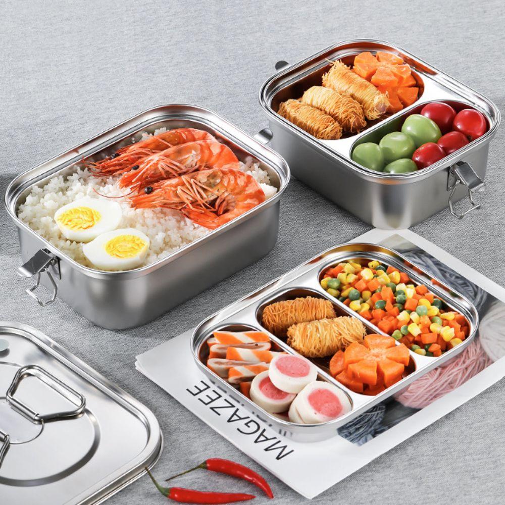 304 Stainless Steel Camping Lunch Box Compartmental Food Storage Box Dinnerware Picnic Box  Trip