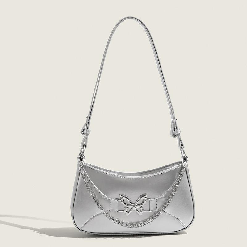trendy high-end girls' armpit bag texture silver butterfly shoulder bag summer popular Spice Girl chain women's bag