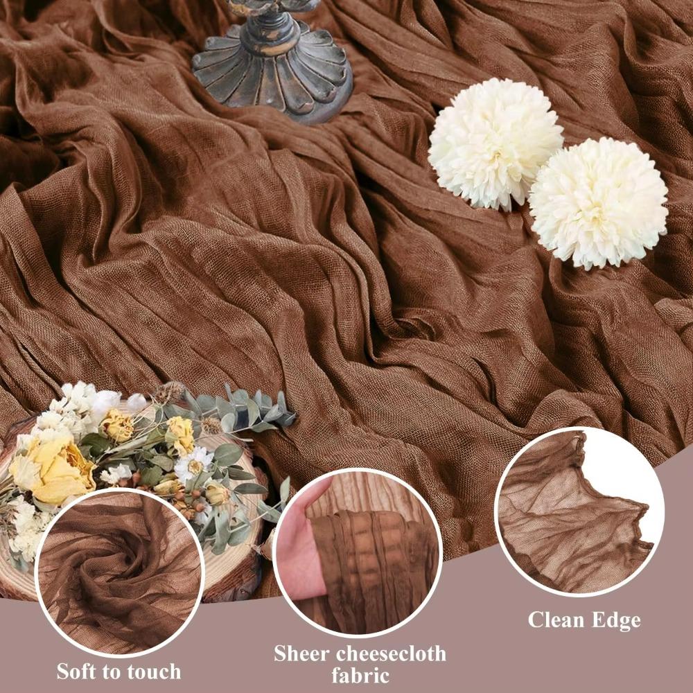 90x300cm Braune Käsetuch Tischläufer Boho Durchsichtige Tischdecke für Hochzeit Dusche Geburtstag Brautparty Heim Esstisch Dekoration