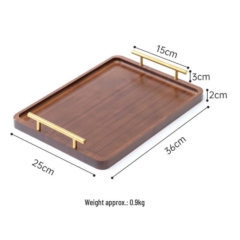 A1 Solid Wood Bamboo Tea Tray with Handle 35.5*23.5*1.5cm
