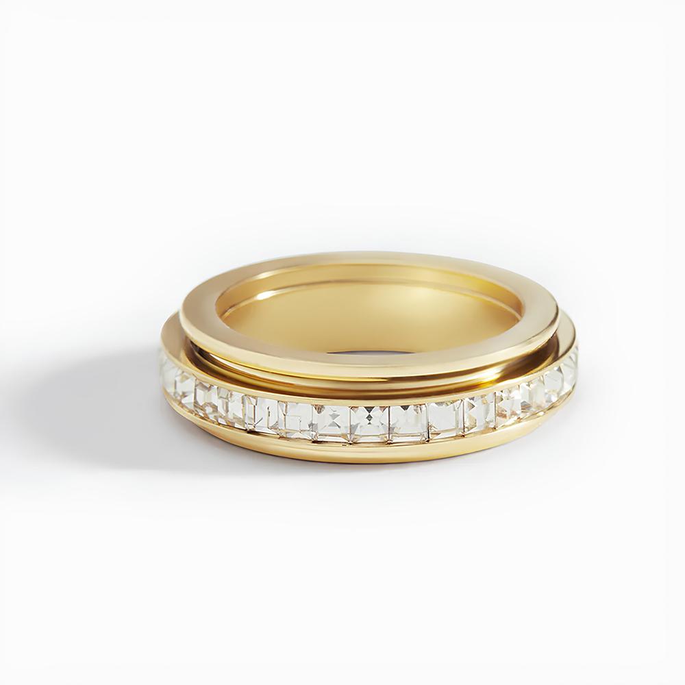 

Rotatable Waterproof 18k Gold Plated Diamond Zircon Stainless Steel Ring Couple Ring Design Women Jewelry Signet Ring 5 золотой