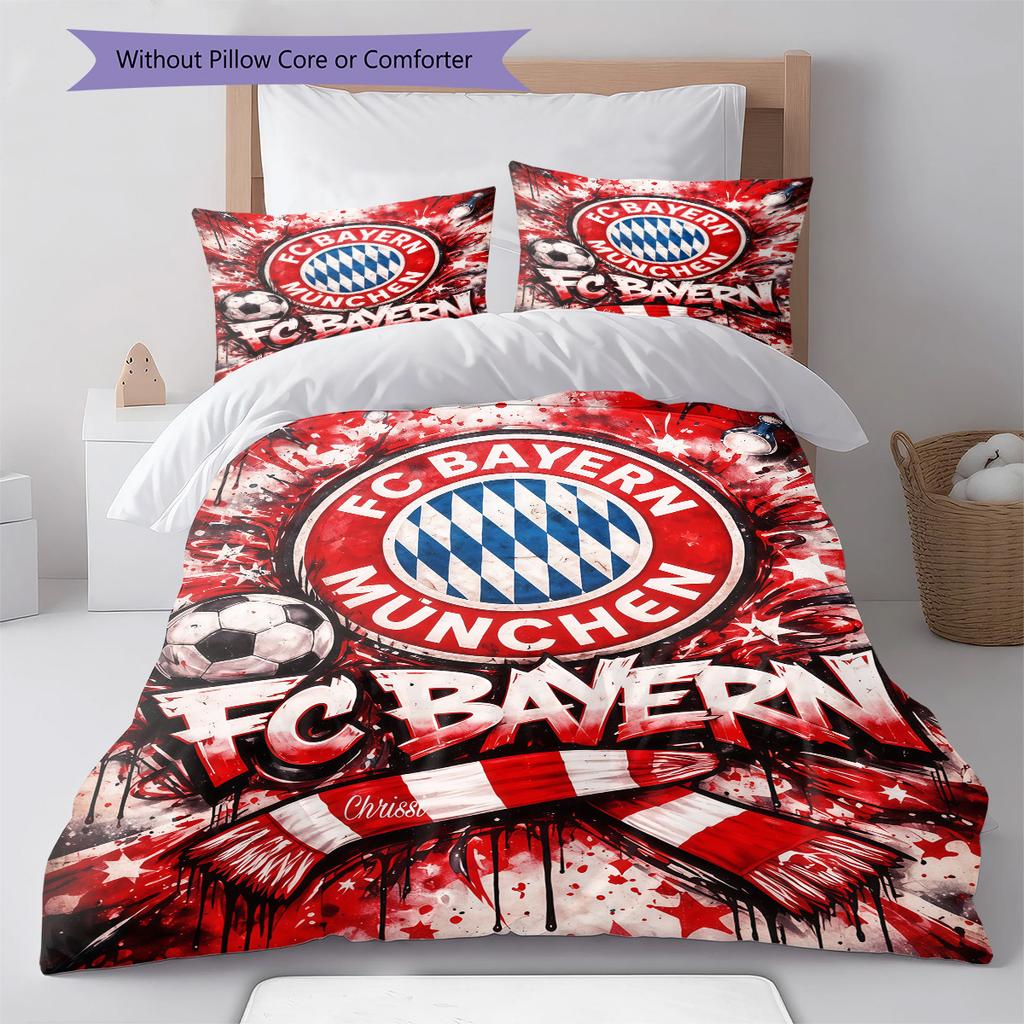 FCB logo Pattern Bedding Quilt Set Quilt Cover Pillowcase Home Decoration Birthday Gift (1 * duvet cover + 2 * pillowcase, without core)