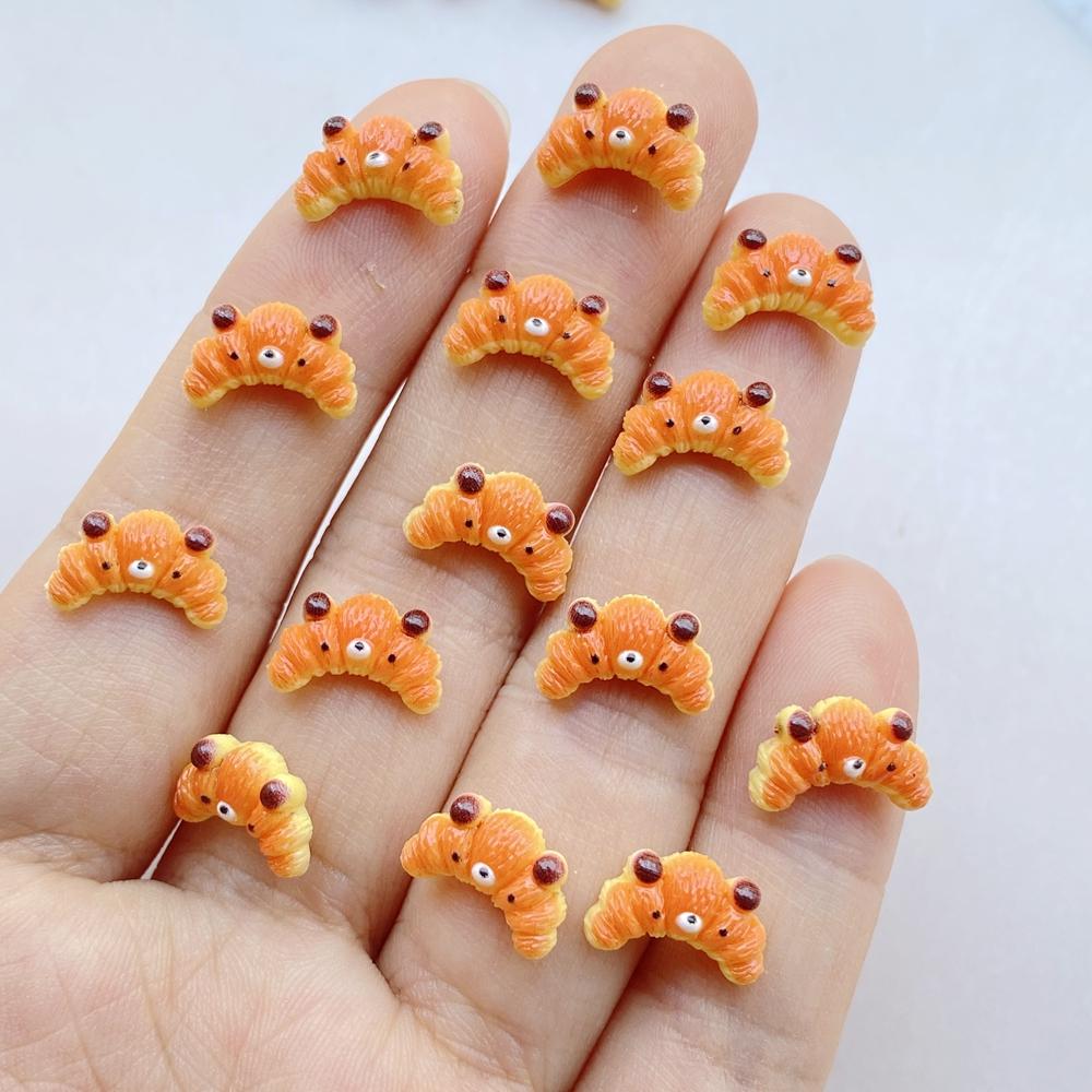 50 Pcs Cute Mini Simulated Bread, Donuts, Pizza Flat Back Resin Cabochons Scrapbooking DIY Jewelry Hairpin Craft Decoration