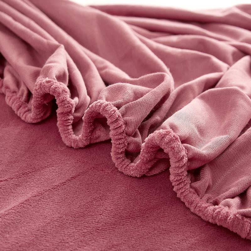 5 Different Sizes Fitted Sheet Solid Color Flannel Elastic Band Fitted Sheet Mattress Protector Cover Velvet Bedspread Bedding