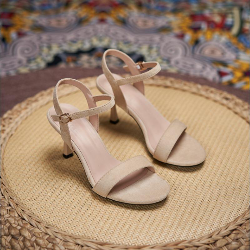 New Sexy Elegant Banquet Party High Heels Summer Solid Color Simple Fashion Buckle Comfort Dress Sandals Shoes for Women 31-44