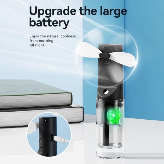Handheld Spray Fan with Powerful Motor Strong Airflow 4 Speeds Low Noise Rechargeable Personal Small Pocket Fan