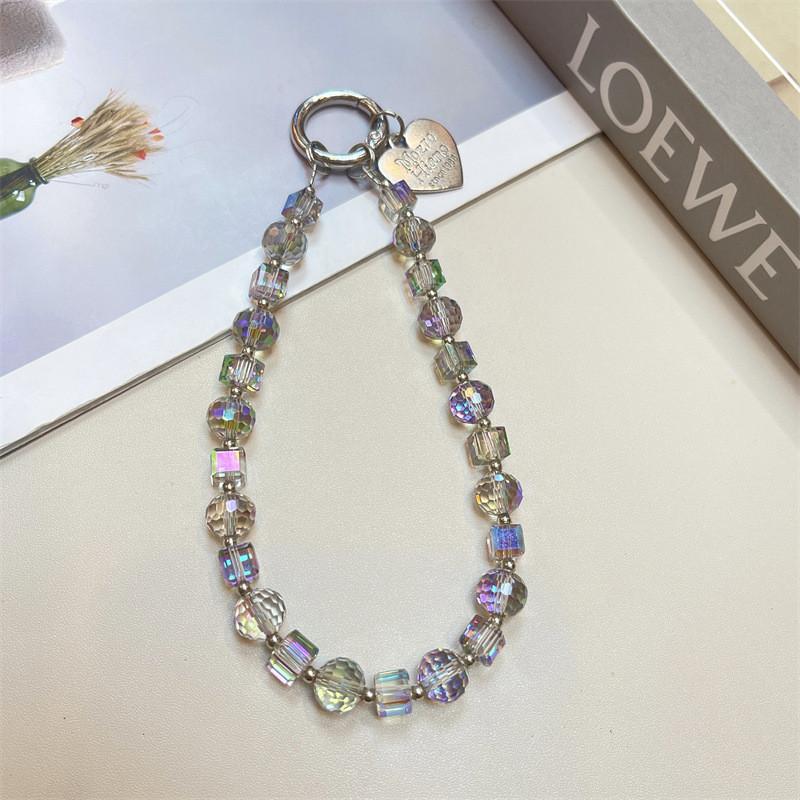 Fashion Heart Pendant Pvc Phone Chain With Crystal Charm For Women And Men