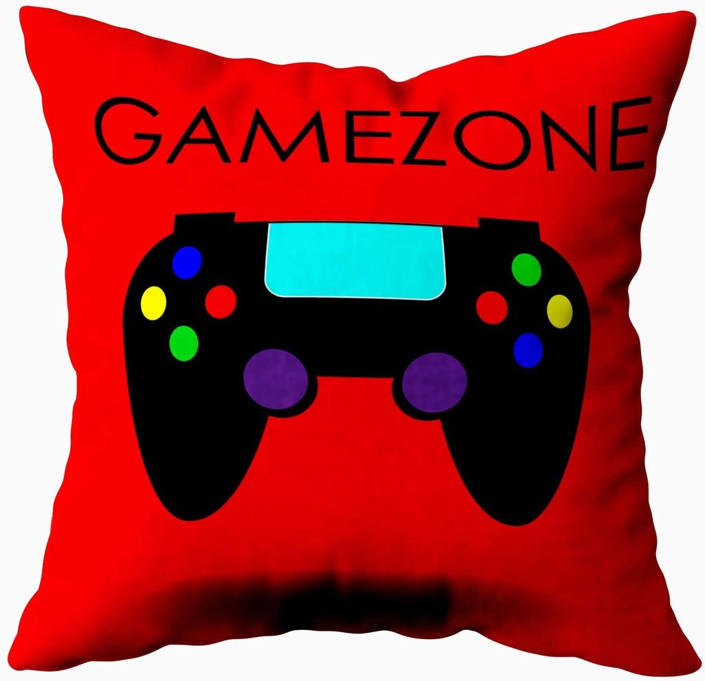 RZN Gamer Game Controller Joypad Joystick Cushion Cover Red Plaid Throw Pillow Covers 45x45cm for Home Sofas