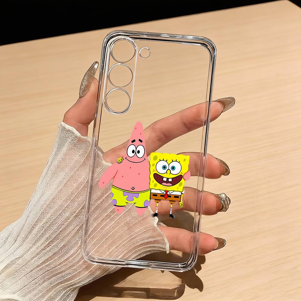 Cute S-Sponge Funny B-Bob Phone Case For Samsung S25,S24,S21,S22,S23,S30,Ultra,S20,Plus,Fe,Lite Transparent Cover