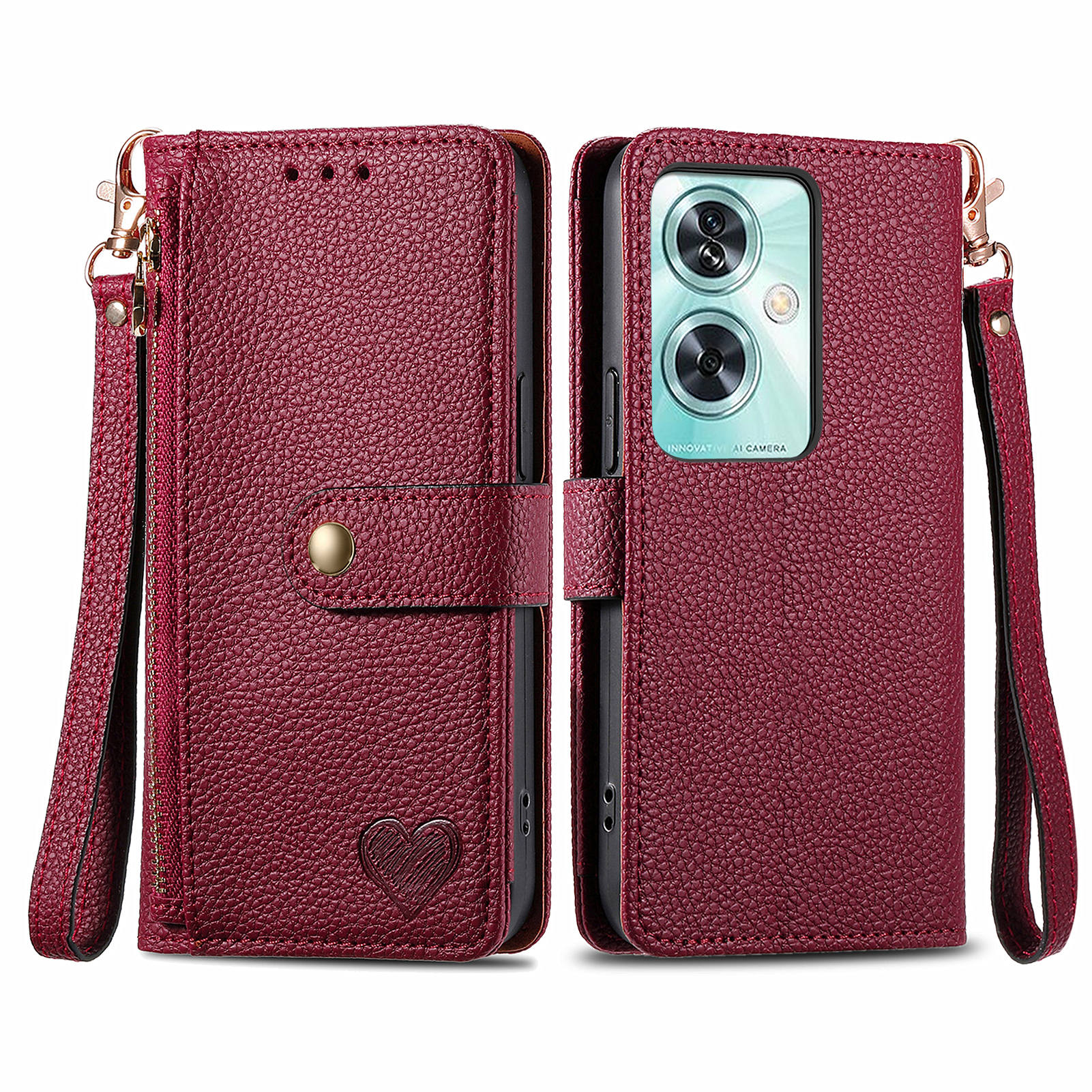 

For OnePlus Nord N30 SE 5G Case RFID Blocking Zipper Pocket Leather Wallet Phone Cover Red