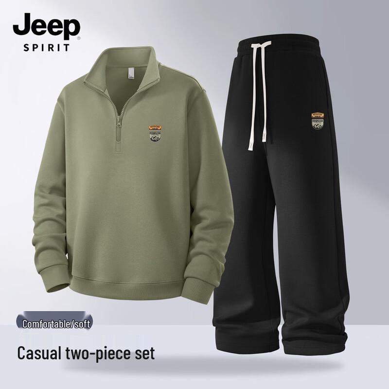 

JEEP SPIRIT Men s 2025 Loose Casual Sweatshirt & Pants Set
