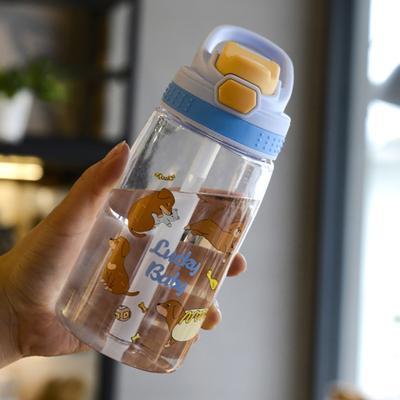 780ml Drinking Bottle Cartoon Pattern Leakproof Plastic Kids Students Straw Cup Sports