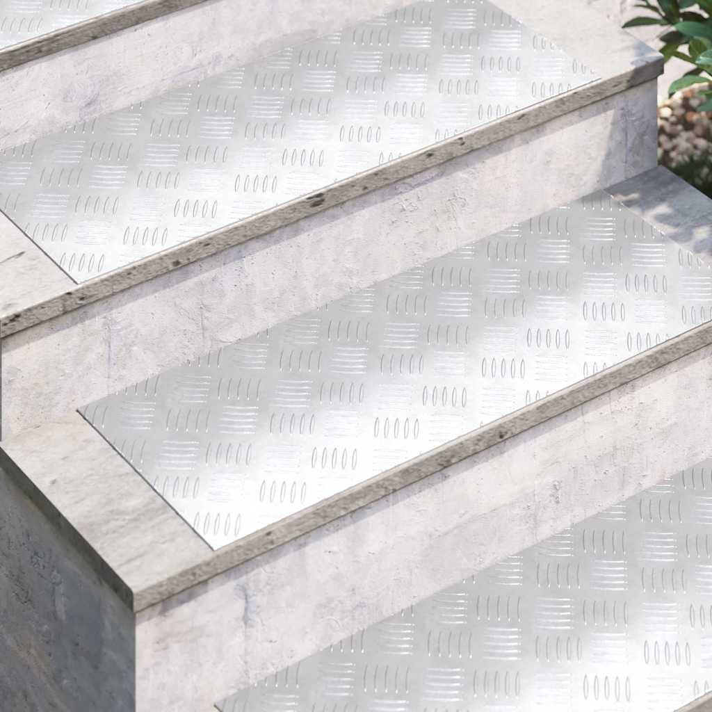 Stair Tread Step Right Angled 2 pcs Silver 80 x 30 cm Aluminum