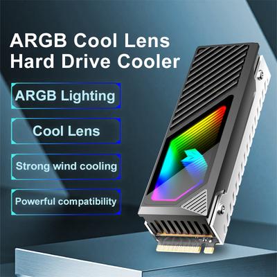 M.2 2280 SSD Heatsink Heat Sink Cooler with Thermal Silicone Pad 5V 3 Pin ARGB SSD Cooler Built-in Fan M.2 Radiator for M.2 2280