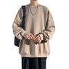 Men's Long-sleeved Sweater Loose and Versatile Casual Round Neck Pullover Bottoming Shirt Solid Color Boys On Clothes
