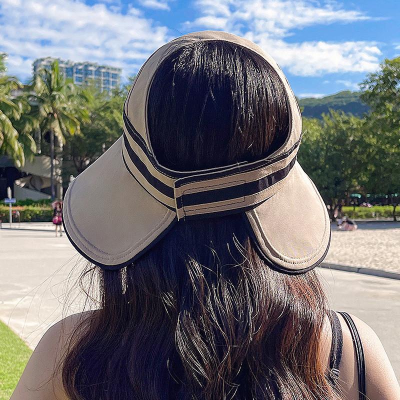 Women's Sun Protection Fisherman Hat Lady Uv Protection Summer Leisure Face Covering Sunshade Black Straw Hat Hollow Top Sun Hat