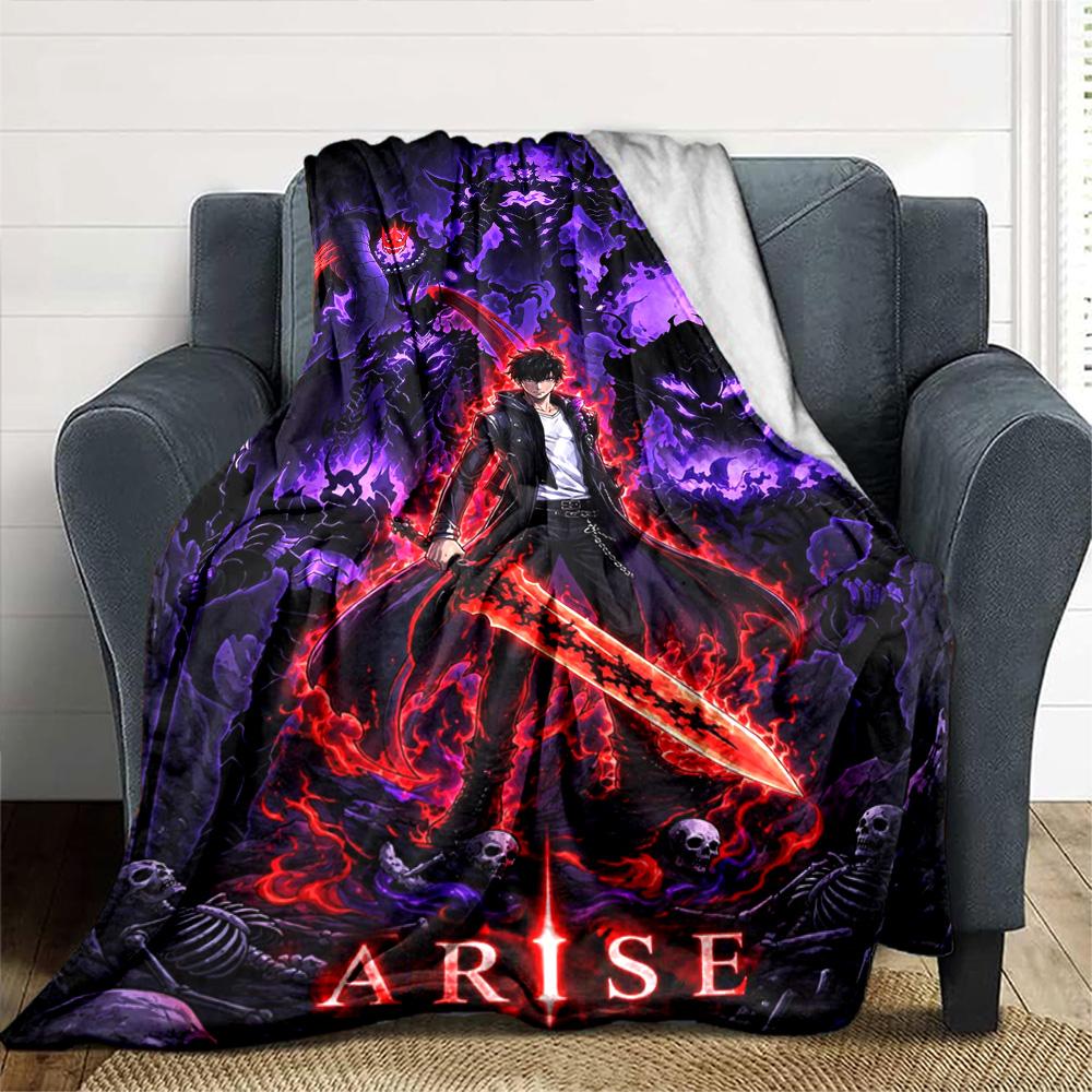 Solo Leveling Igris Print Flannel Blanket High Quality Warm Comfortable Cover for All Seasons Perfect for Gifts Home Decor