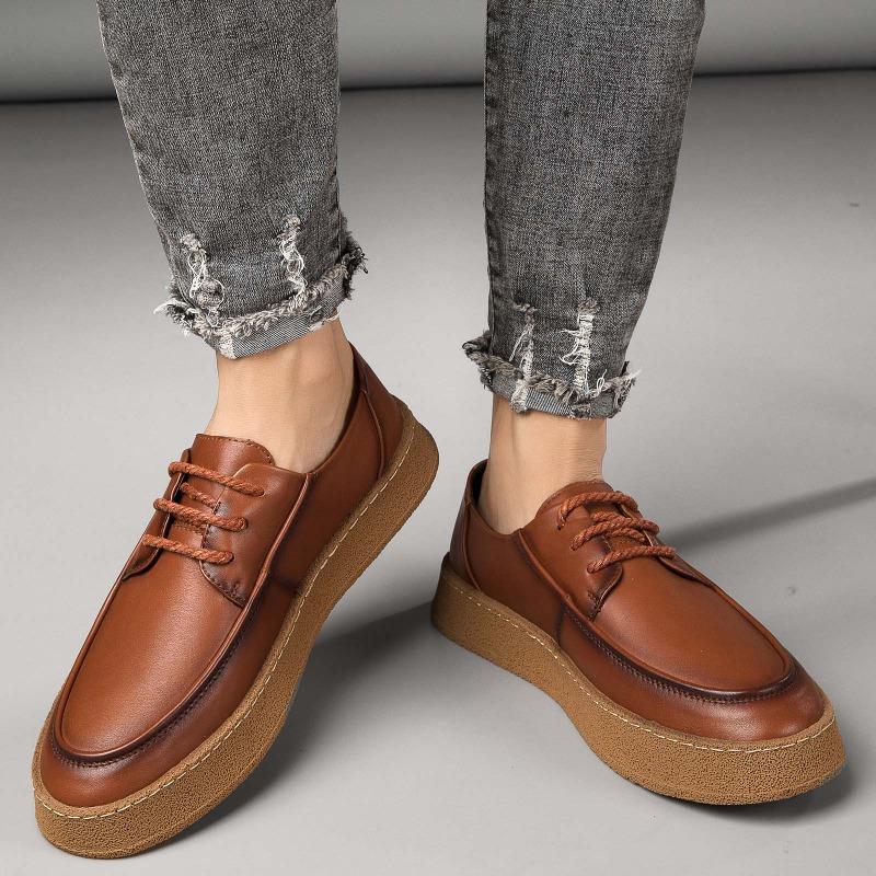 New Men's Genuine Leather Loafers Casual Shoes Handmade Soles Shoes Men's Outdoor Hiking Shoes Quality Split Leather Flat Moccas