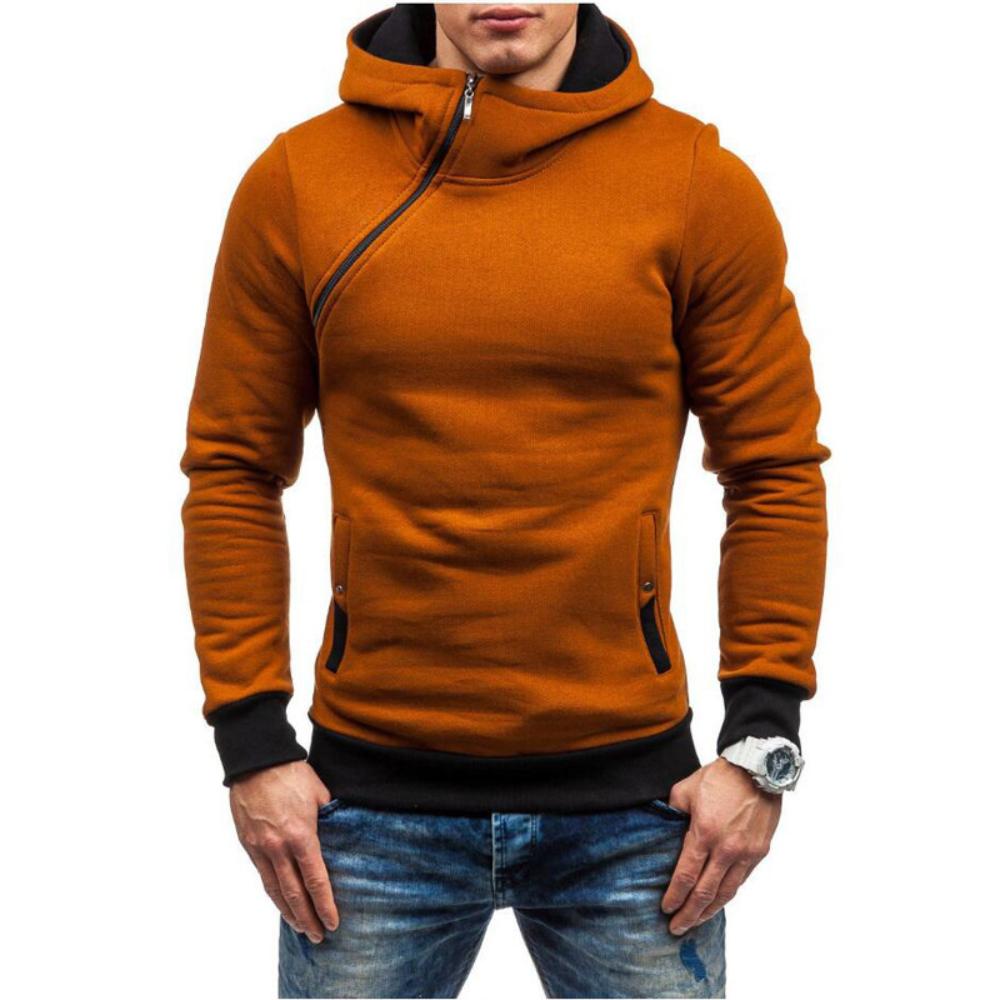 Felpe da Uomo Autunno Inverno Moda Design con Cerniera Calde Spesse con Cappuccio Manica Lunga a Contrasto Pullover Abbigliamento Outdoor