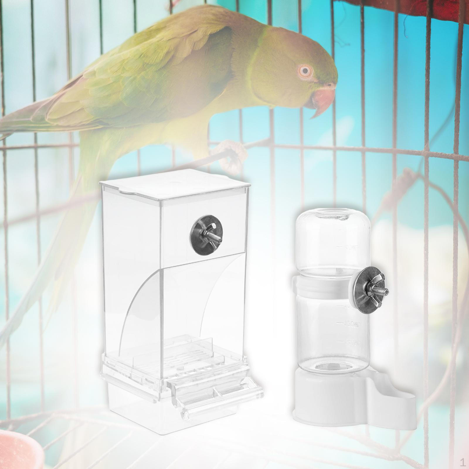 

Bird Feeders and Waterer Parrot Feeder Drinker Clear Watching Food Dispenser for